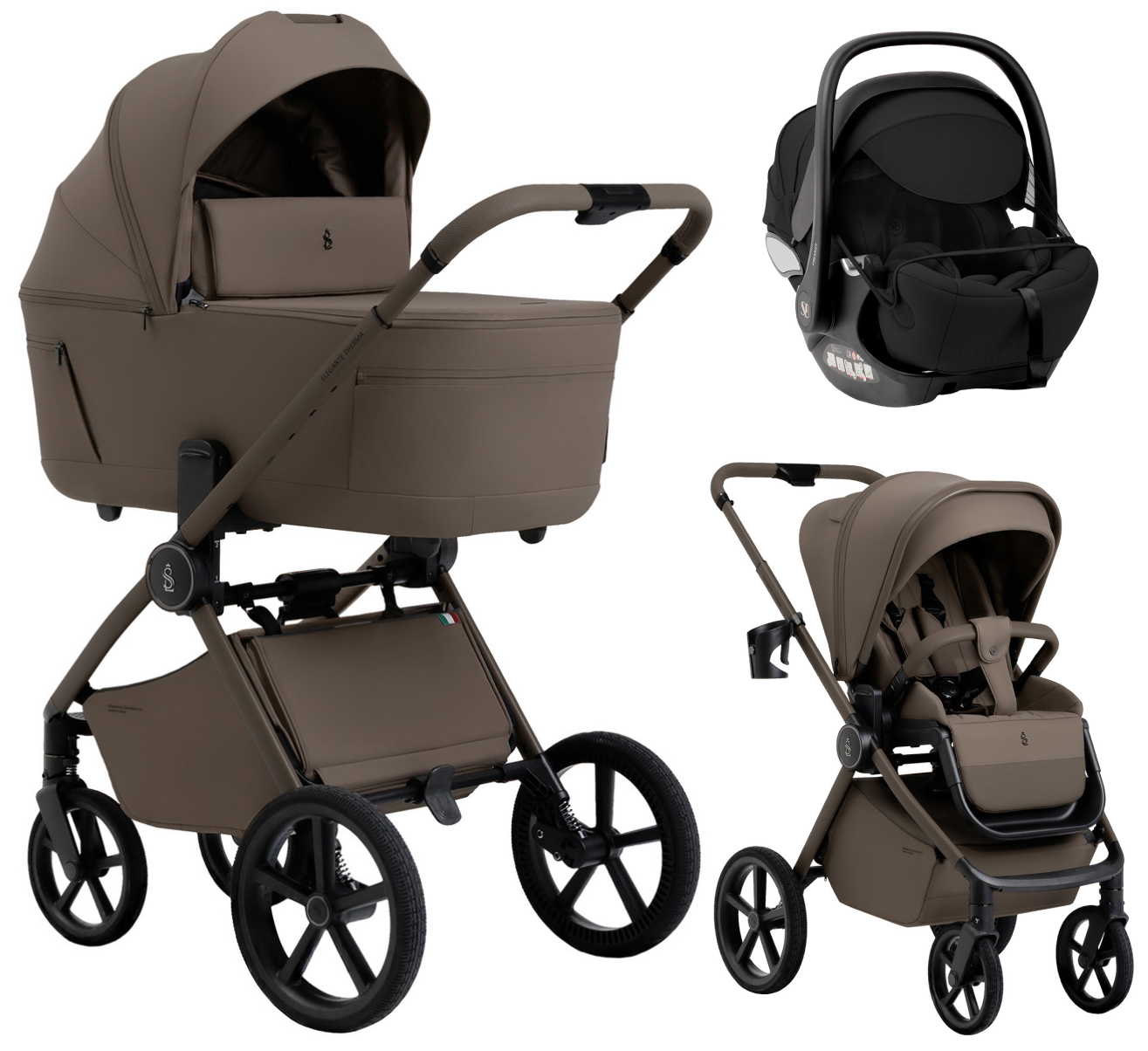 Коляска 3 в 1 Sweet Baby SBL Elegante Therma Colore + автокресло Premier Black Beige