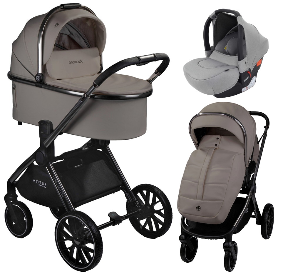 Детская коляска AmaroBaby Motus Premium Ecco 3 в 1 с автокреслом Rant Cruise Grey мокко