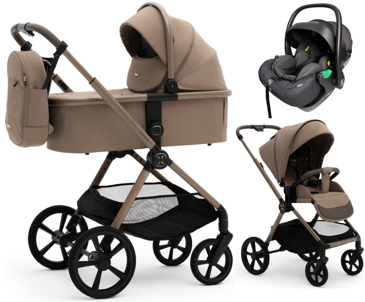 Коляска Agex Life 3 в 1 матовая рама с автокреслом i-Safe S Black ALB620 Taupe Beige (Бежевый)