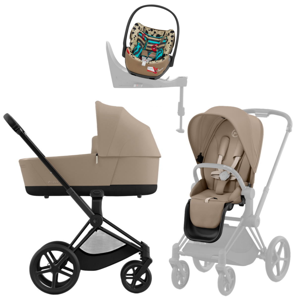 Коляска Cybex Priam IV Matt Black complete Cloud T One Love Base T 4 в 1 Cozy Beige