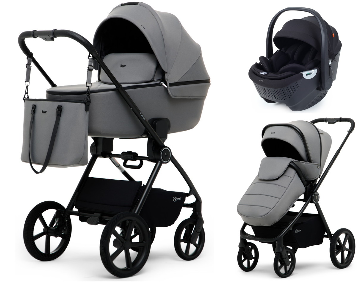 Детская коляска Rant Teo Soft 3 в 1 с автокреслом Aster Zero Black Grey