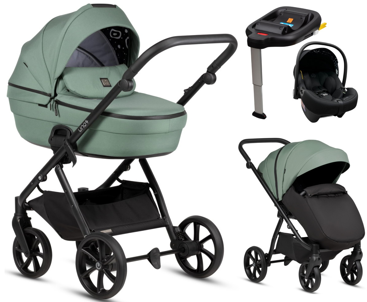 Детская коляска Tutis Uno 6 Plus Essential collection 4 в 1 с автокреслом Elo Lux EduSky Black и базой 1602130 Dark Ivy