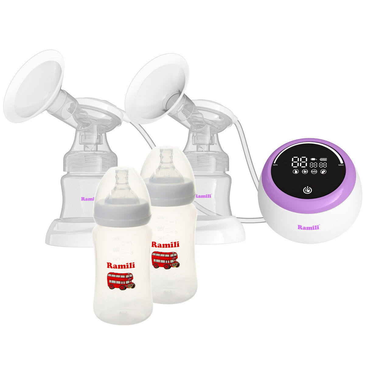 Молокоотсос двойной Ramili SE450 с двумя дополнительными бутылочками ...
