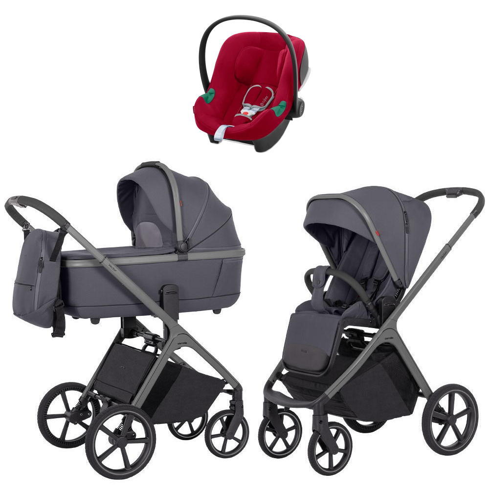 Коляска Carrello Vector CRL-6550 и автокресло Cybex Aton B2 Dynamic Red 3 в 1 Landscape Grey