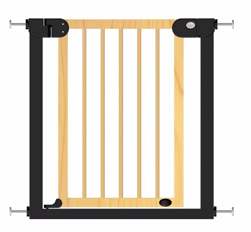 Барьер-калитка для дверного проема BabySafe (75-85 cm) XY-006 черн металл+нат дерево
