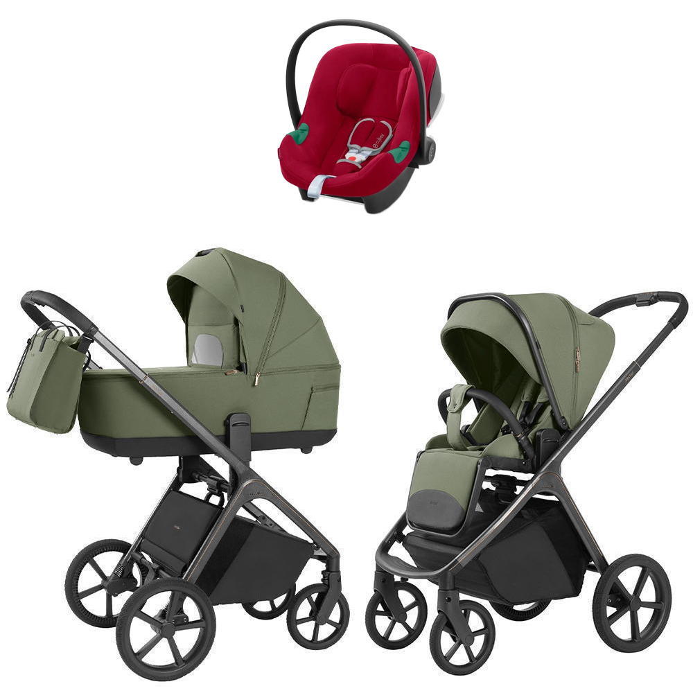 Коляска Carrello Vector 2025 CRL-6551 и автокресло Cybex Aton B2 Dynamic Red 3 в 1 Field Green