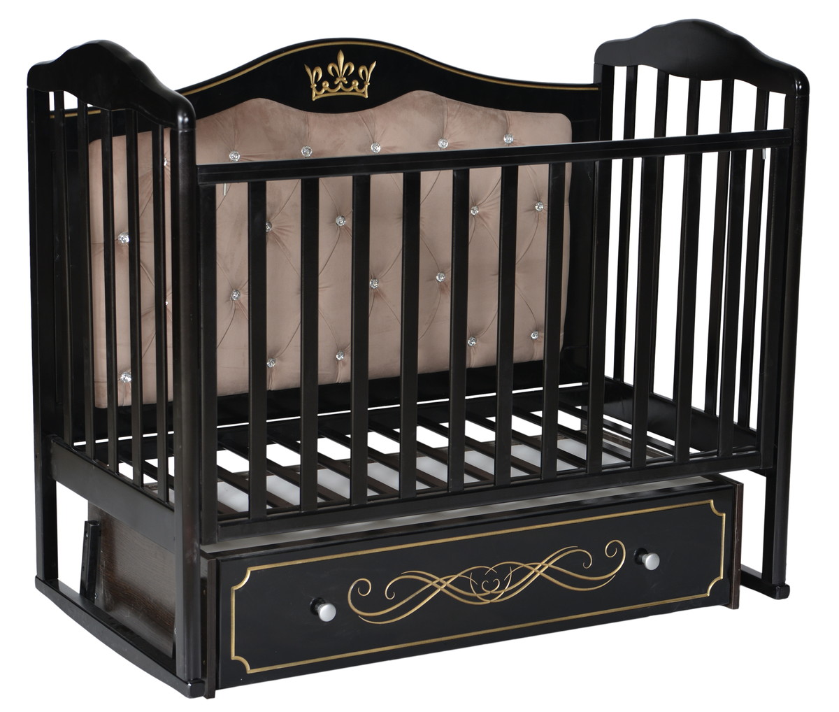Кроватка детская Антел Алита 777 маятник универсальный, мягкая спинка шоколад