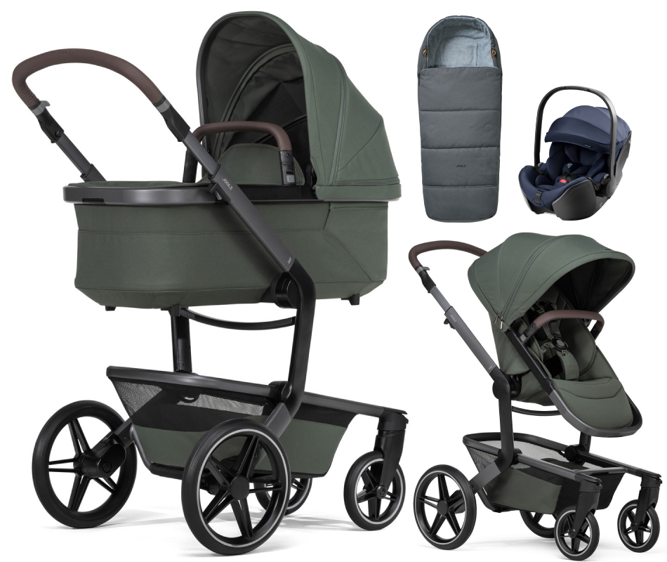 Детская коляска 3 в 1 Joolz Day 5 и автокресло Britax Roemer Baby-Safe Pro Style Night Blue + конверт в подарок без адаптеров Forest green