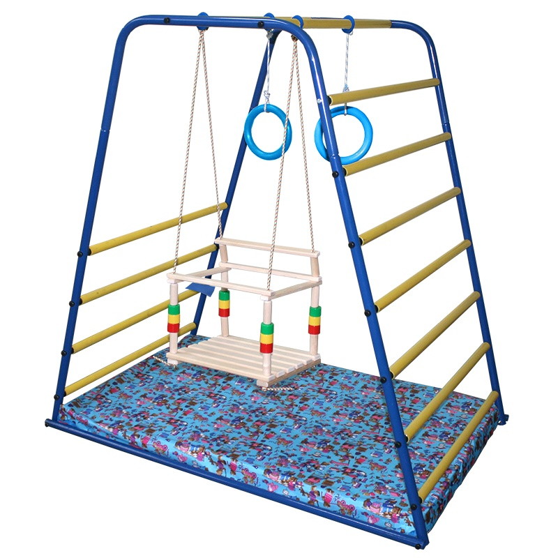 Детский спортивный комплекс Альпинистик Первый шаг + мат сине-жёлтый