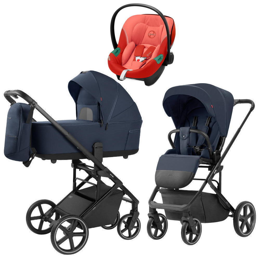 Коляска Carrello Alfa CRL-6522 2025 Cybex Aton S2 i-Size Hibiscus Red 3 в 1 Denim Blue