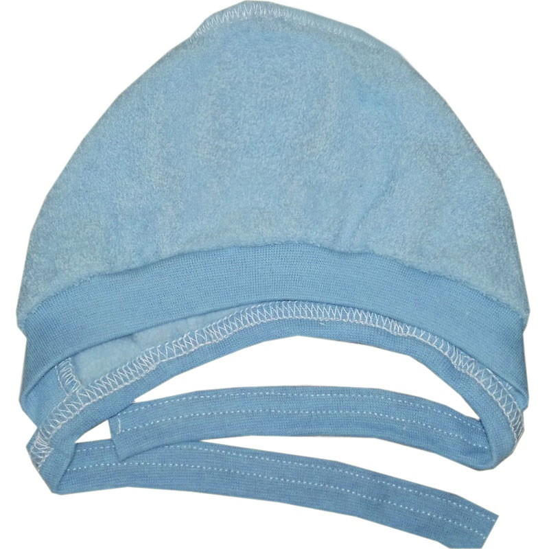 Чепчик Папитто с рибаной на бейке махра начес И93-123 голубой 40