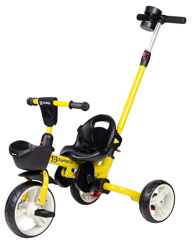 Детский трехколесный велосипед Farfello S-1601 (2021) с родительской ручкой желтый