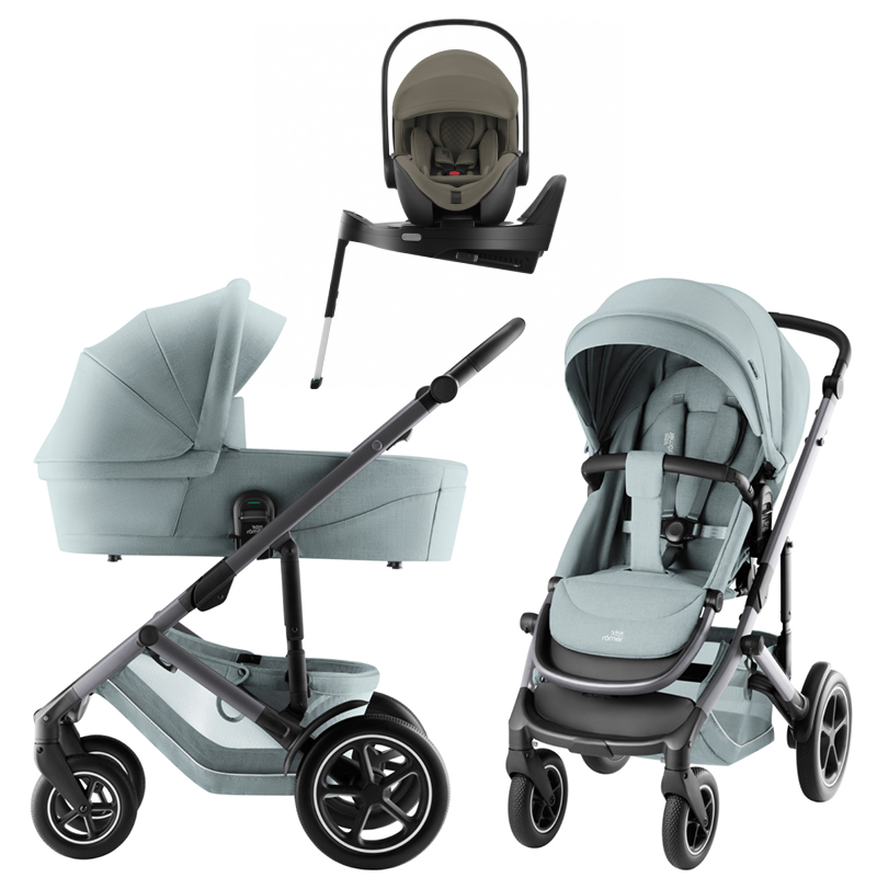 Коляска 3 в 1 Britax Roemer Smile 5Z Style и автокресло Baby-Safe PRO LUX Urban Olive + Vario Base 5Z Harbor Blue