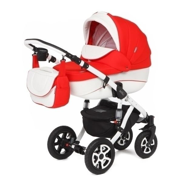 Детская коляска Adamex Gloria Ecco 2 в 1 371S (КРАСН+БЕЛ.РОМБ.КОЖА)