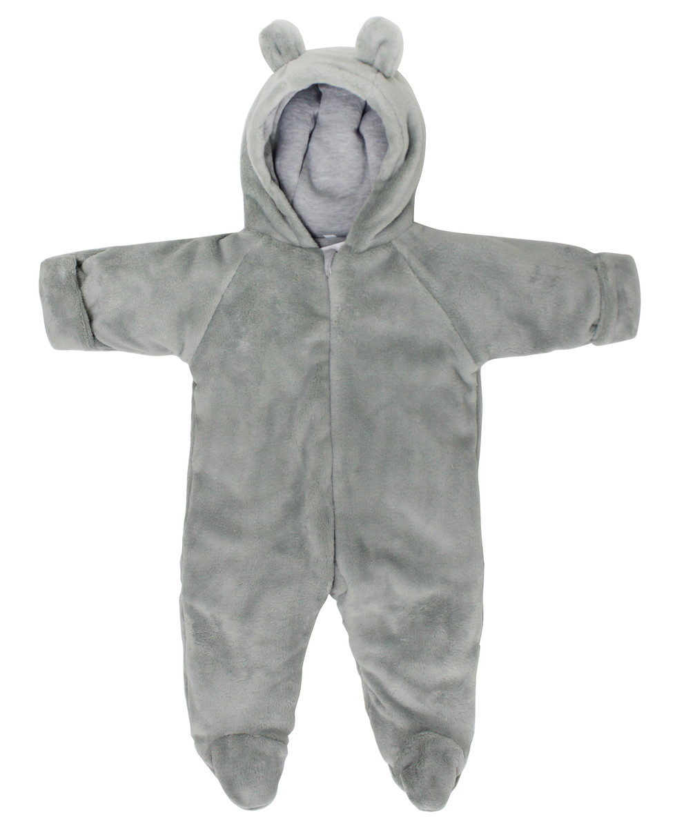 Комбинезон Rant Fluffy велсофт с царапками с закрытой ножкой серый 62