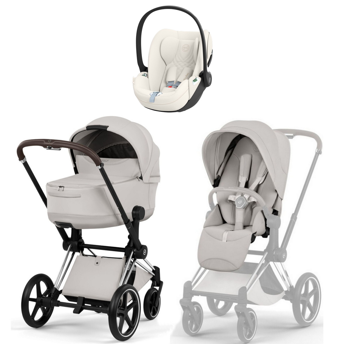 Коляска Cybex Priam V Chrome Style Cloud T Off White Plus 3 в 1 City Grey