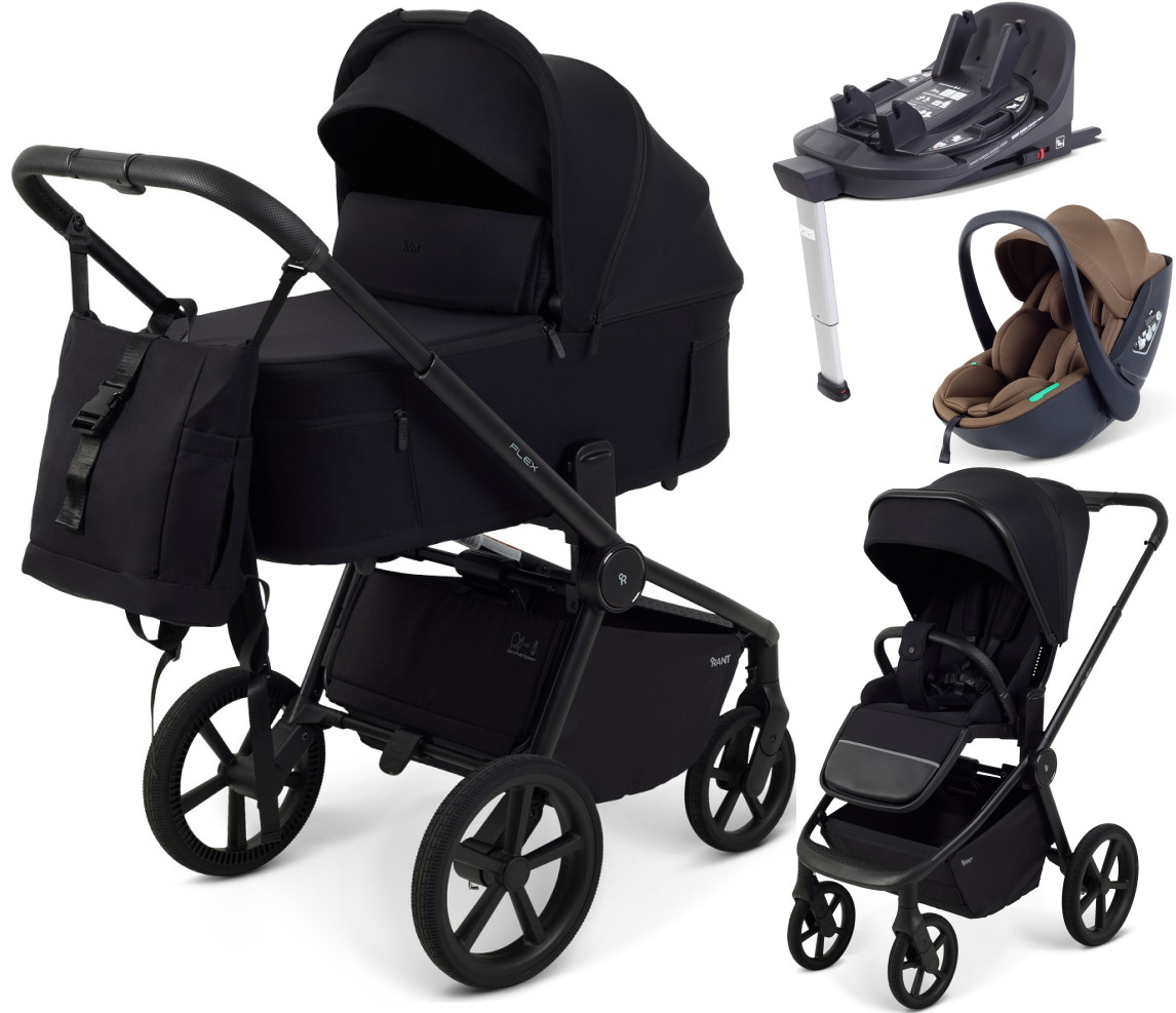 Детская коляска Rant Flex Forma 4 в 1 RA124 с автокреслом Miro Moca и базой Black Черный