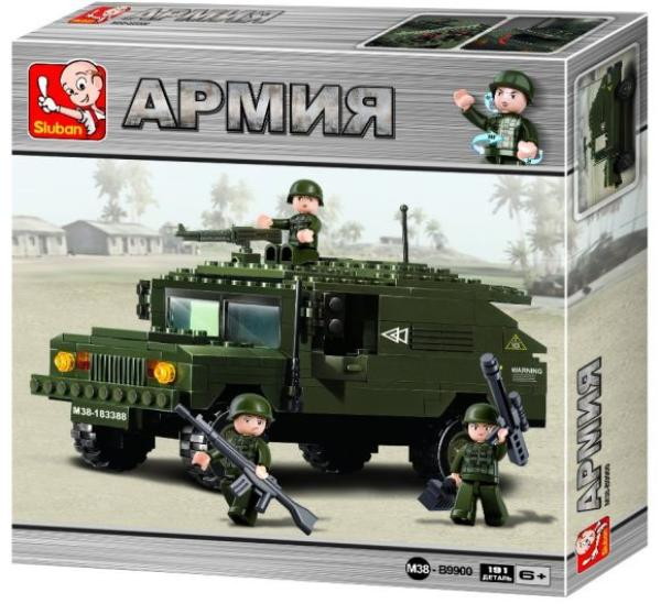 Детский конструктор Sluban серии Армия, Броневик с пулемётом, 191 деталей 690199