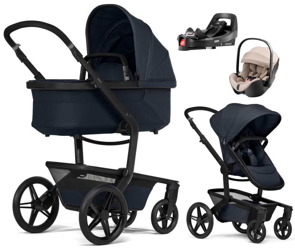 Детская коляска 4 в 1 Joolz Day 5 и автокресло Britax Roemer Baby-Safe Pro Style Teak без адаптеров и база Vario Base 5Z Dark Navy Blue