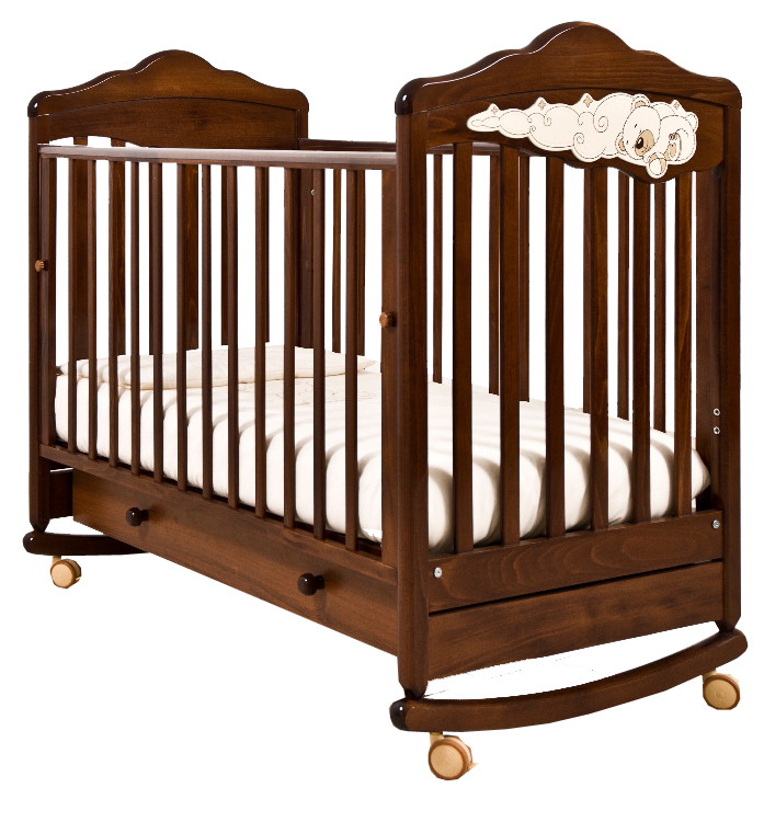 Детская кроватка Angela Bella Изабель колесо-качалка с ящ. 120х60см орех
