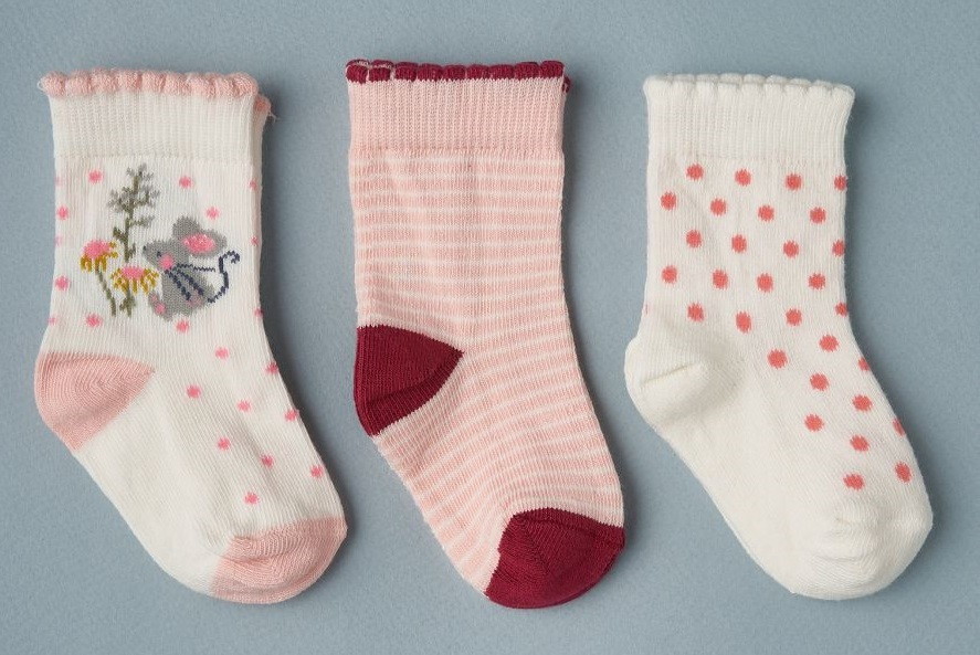 Носочки тонкие Little Star мышонок, крем/розовый, 7-9 см 1