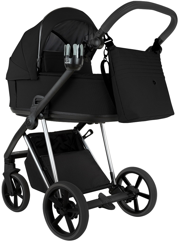 Детская коляска Roan Sol Vintage Luxury 2.0 2 в 1 VIN 05/CB Caviar Black/Nickel/руч.Black