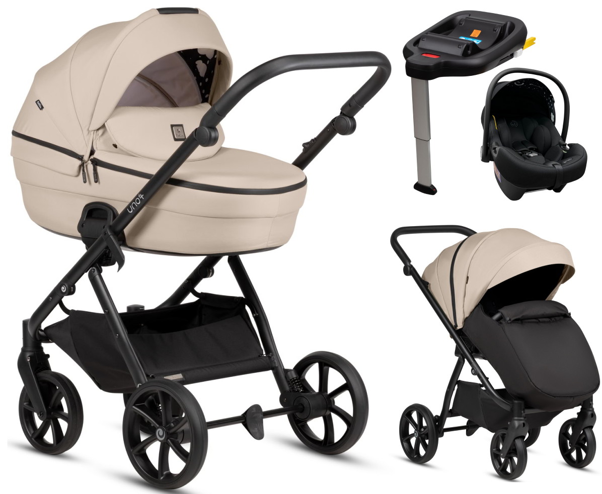 Детская коляска Tutis Uno 6 Plus Essential collection 4 в 1 с автокреслом Elo Lux EduSky Black и базой 1602180 Beige