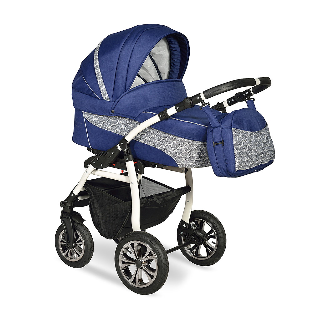 Детская коляска Indigo Sydney F 3 в 1 Sy01 голубой+голубой узор