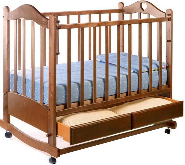 Детская кроватка Ведрусс Лана 2 качалка 120x60 см орех