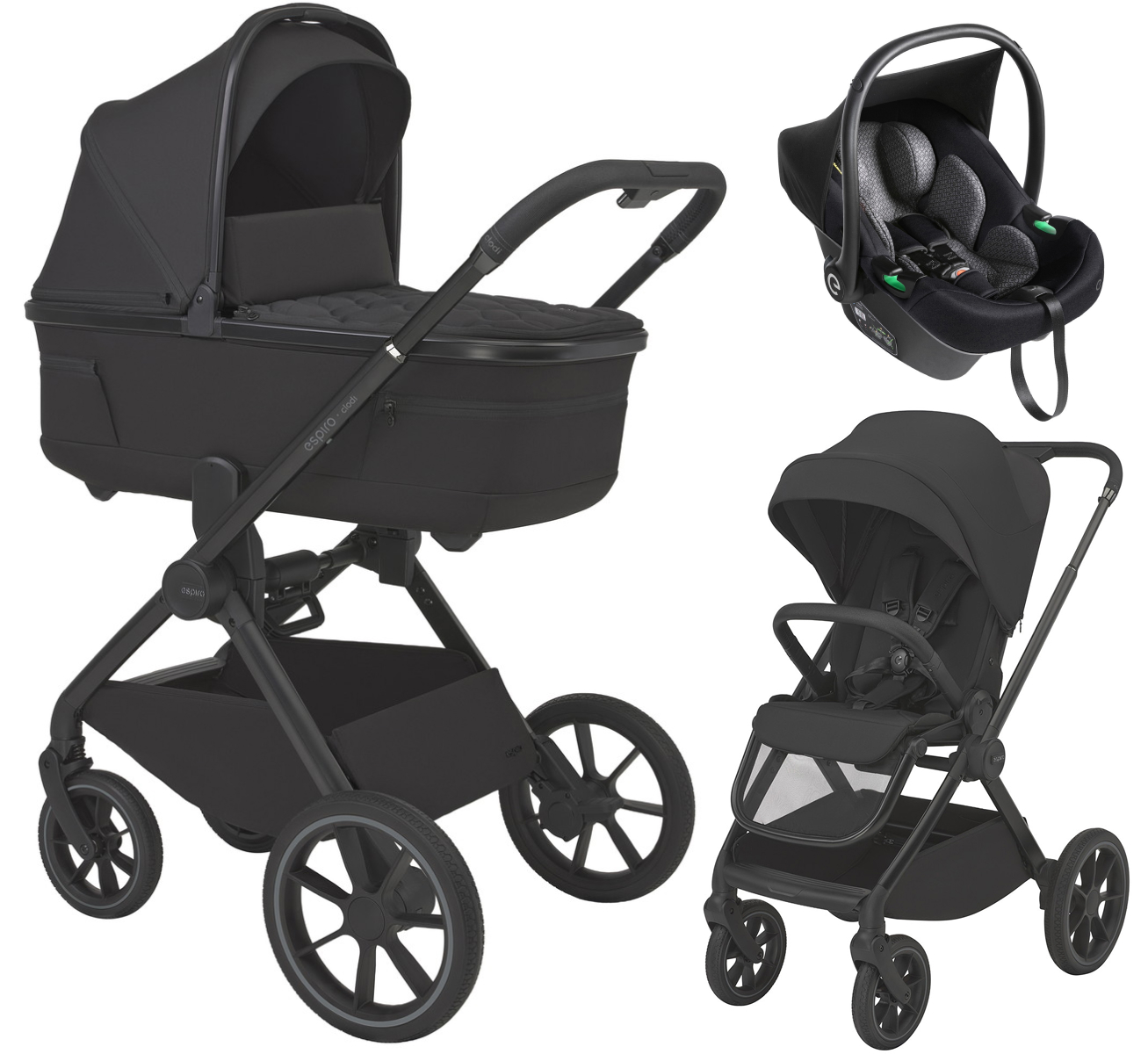 Детская коляска 3 в 1 Espiro Clodi и автокресло Pi Black 10 trendy black