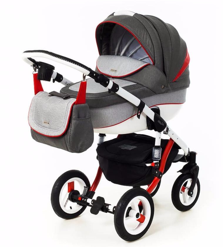 Детская коляска Adamex Barletta Rainbow 3 в 1 Red-Grey