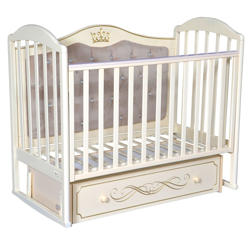 Детская кроватка Oliver Camilla Elegance Premium с универсальным маятником и ящиком Слоновая кость