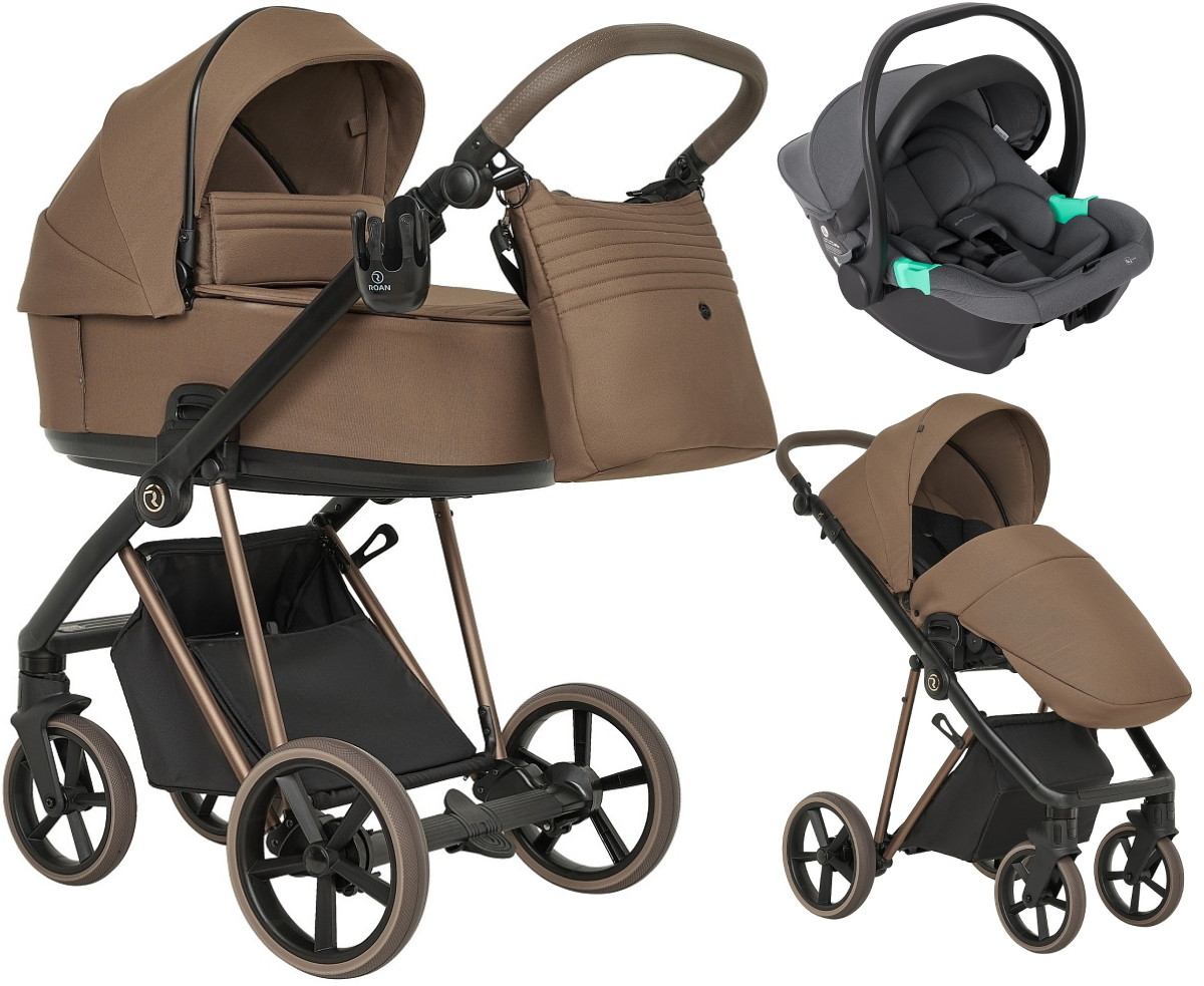 Детская коляска Roan Sol Vintage Luxury 2.0 3 в 1 с автокреслом Pituso Santiso Pro Graphite VIN 03/MM Mocha Mousse/Cappuccino/руч.Cappuccino