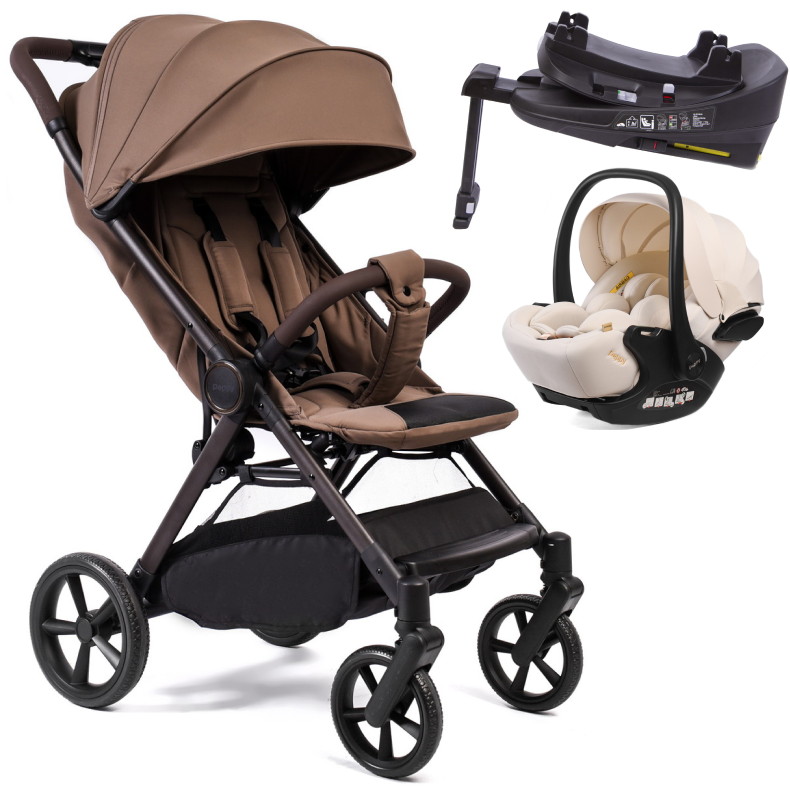 Прогулочная коляска Peppy Vigo с автокреслом Verona Beige и базой Mocca мокко