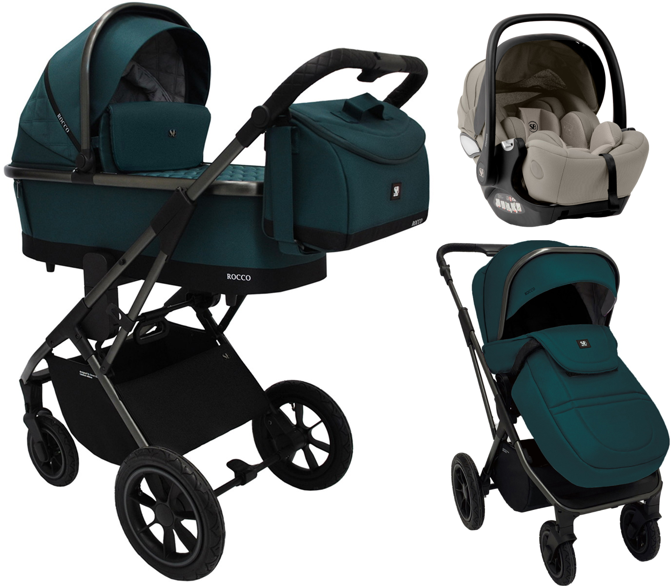Коляска 3 в 1 Sweet Baby Rocco Air + автокресло Premier Begie Green (Air)