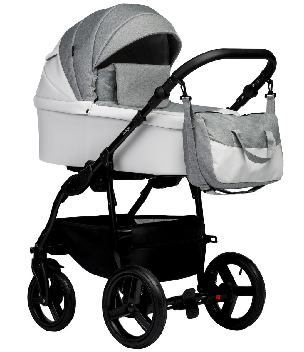 Детская коляска Indigo Impulse Eco 2 в 1 Ie03 белая кожа/серый
