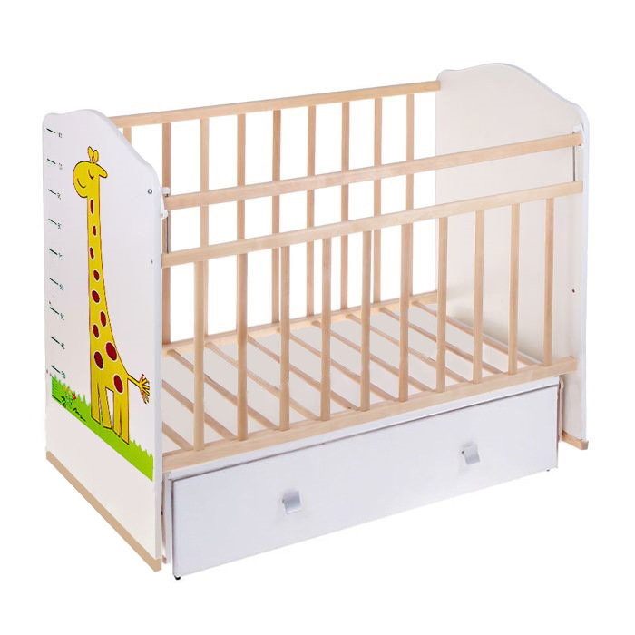 Кровать детская VDK Морозко (маятник поперечный, ящик) белый-белый Жираф