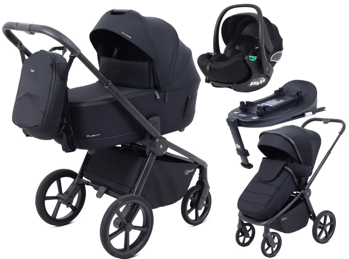 Детская коляска Rant Flex Therm Soft 4 в 1 с автокреслом Evomax Black и базой Midnight Black