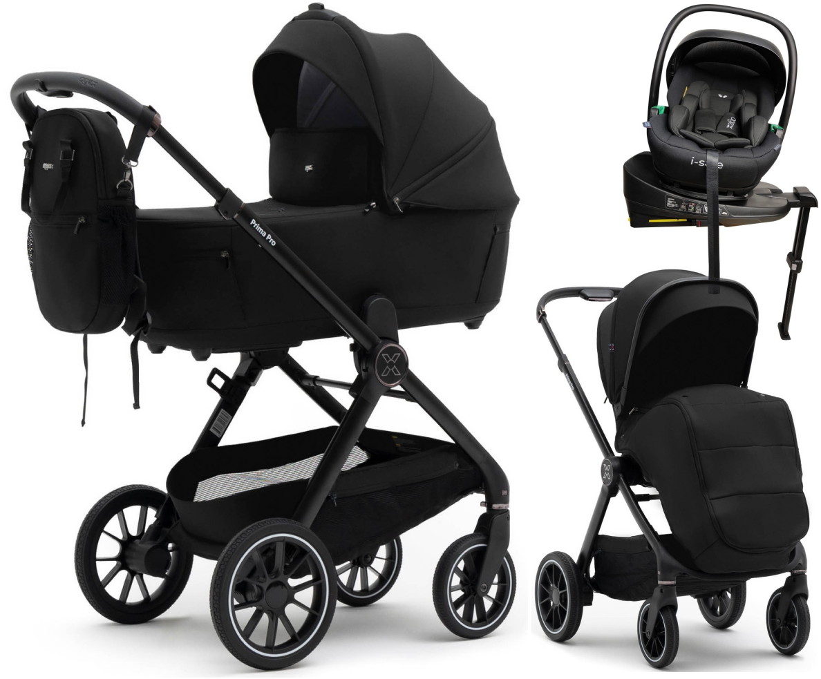 Коляска Agex Prima Pro 4 в 1 с автокреслом i-Safe Black и базой APP626 Black (Черный)