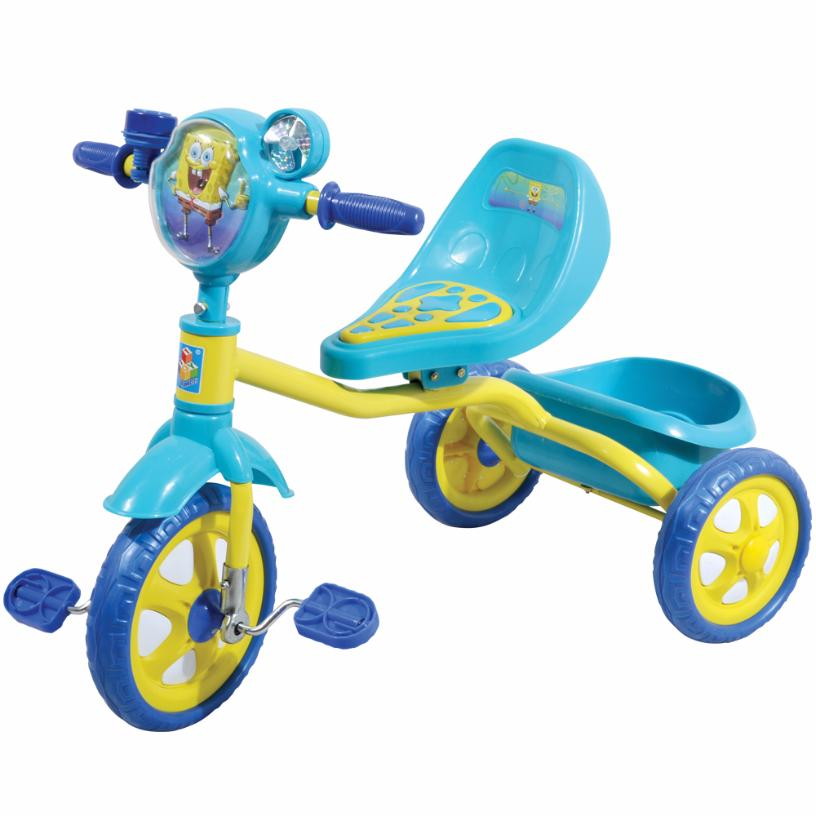 Детский велосипед 1toy Губка Боб 3-хкол.пласт.кол.10"/8" синий Т57655