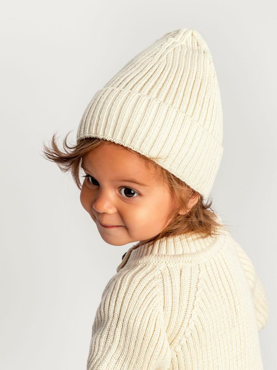 Шапочка вязаная AmaroBaby Pure Love Tot, демисезонная молочный 38