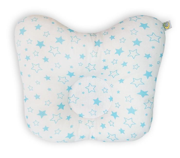 Детская анатомическая подушка Сонный Гномик белый со звездами