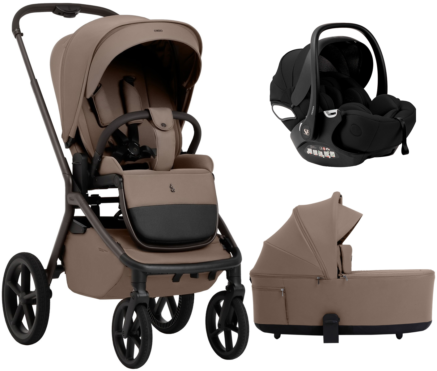 Коляска 3 в 1 Sweet Baby SBL Orso + автокресло Premier Black Dark Beige