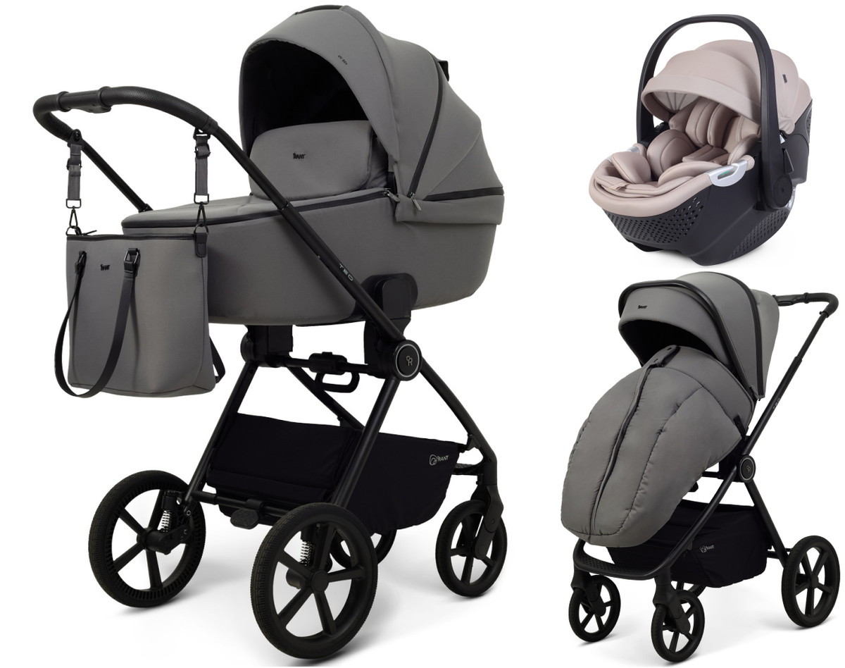 Детская коляска Rant Teo Soft 3 в 1 с автокреслом Aster Zero Beige Grey