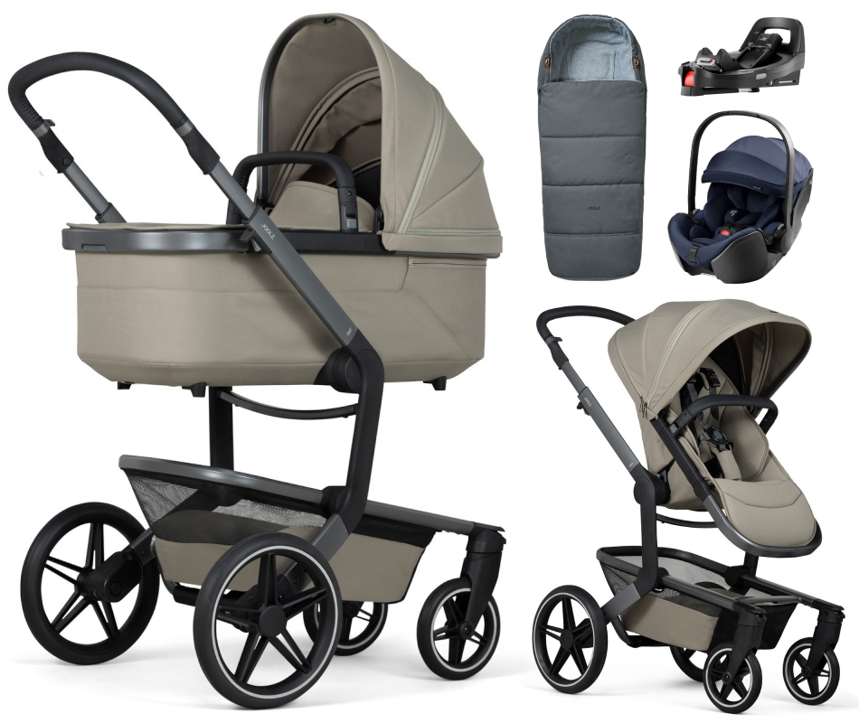 Детская коляска 4 в 1 Joolz Day 5 и автокресло Britax Roemer Baby-Safe Pro Style Night Blue и база Vario Base 5Z + конверт в подарок Sage green