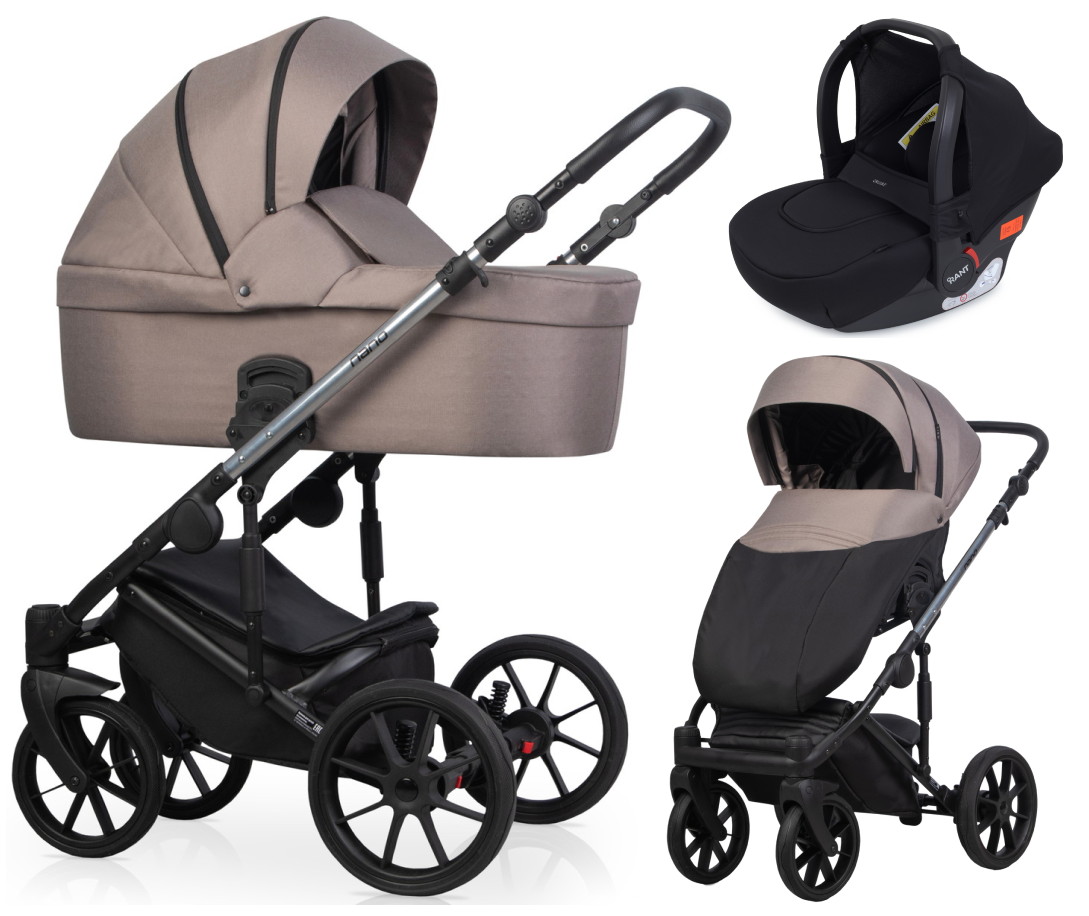 Детская коляска Riko Nano Thermo 3 в 1 с автокреслом Rant Cruise Black 11 Cappucino (бежевый)