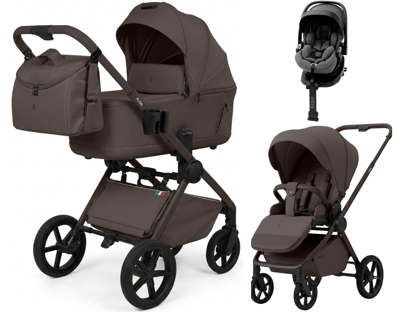 Коляска 4 в 1 Sweet Baby SBL Alba 2.0 и автокресло Premier Plus Grey Macadamia