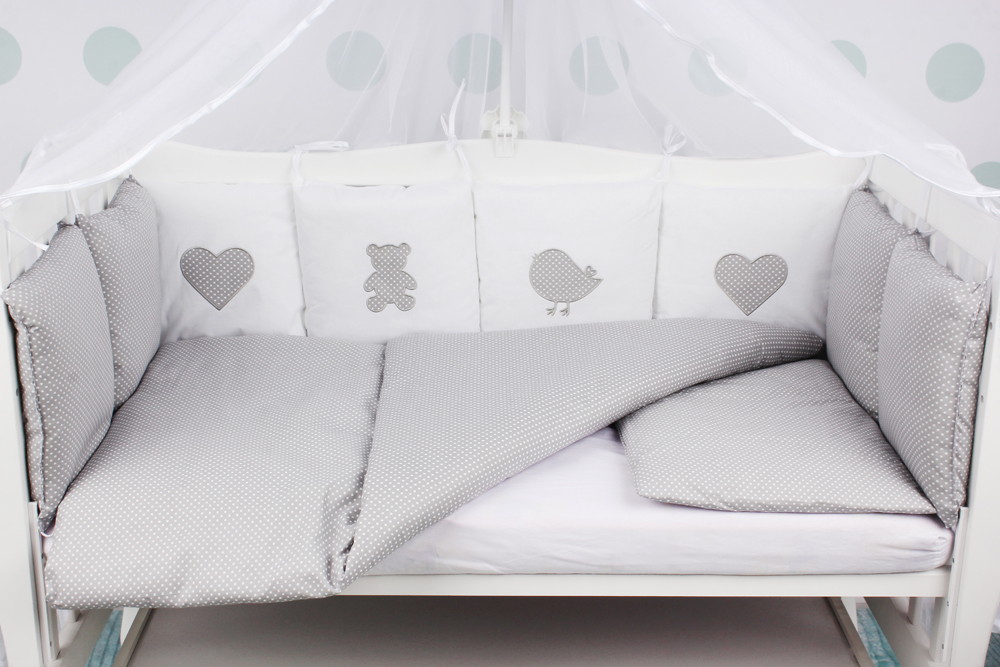 Комплект в кроватку AmaroBaby Кроха Premium 18 предметов серый