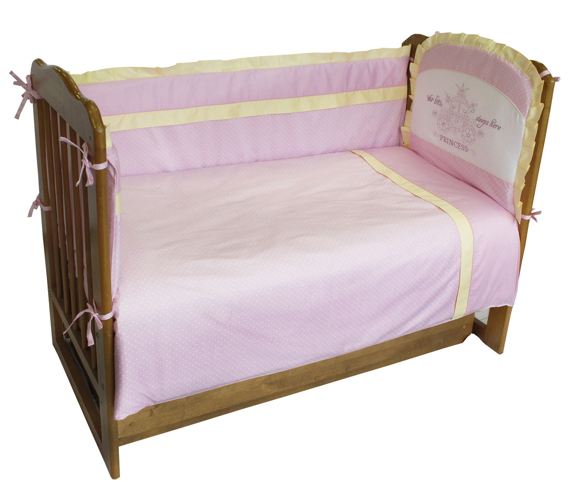 Комплект в кроватку Soni Kids Лунная прогулка 6 предметов розовый в горошек