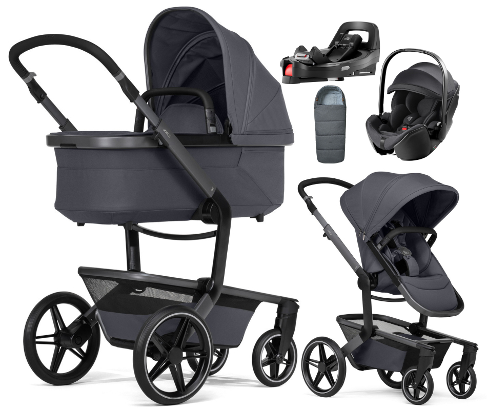 Детская коляска 4 в 1 Joolz Day 5 и автокресло Britax Roemer Baby-Safe Pro Classic Deep Black + конверт в подарок и база Vario Base 5Z Stone grey